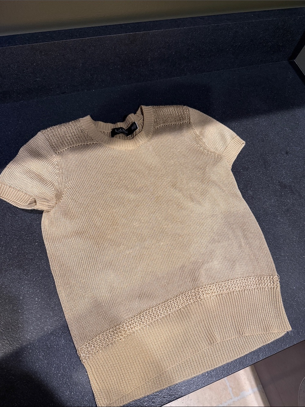 Women’s short sleeve gold knit, Ralph Lauren top